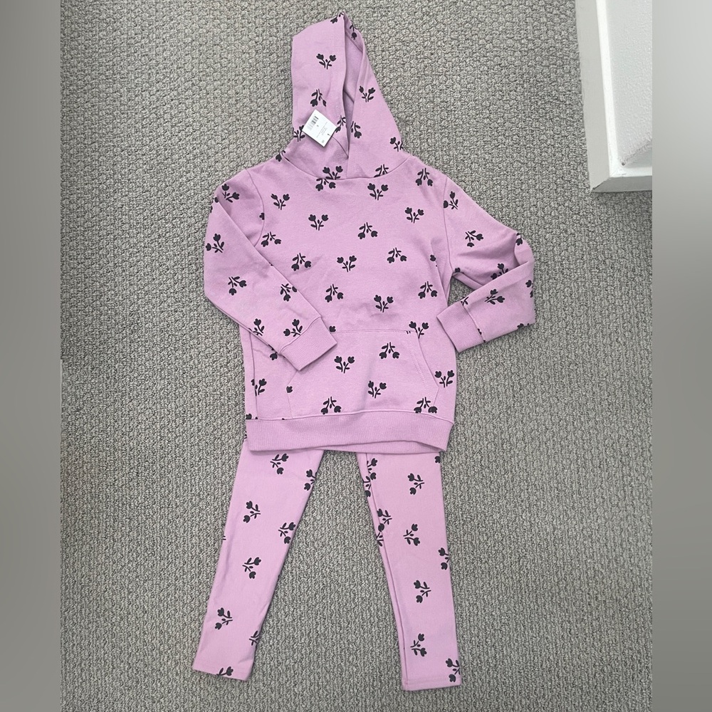 NWT- Cotton On Kids Milo Hoodie & Fleece Legging Chalky Mauve/ Flower size 6
